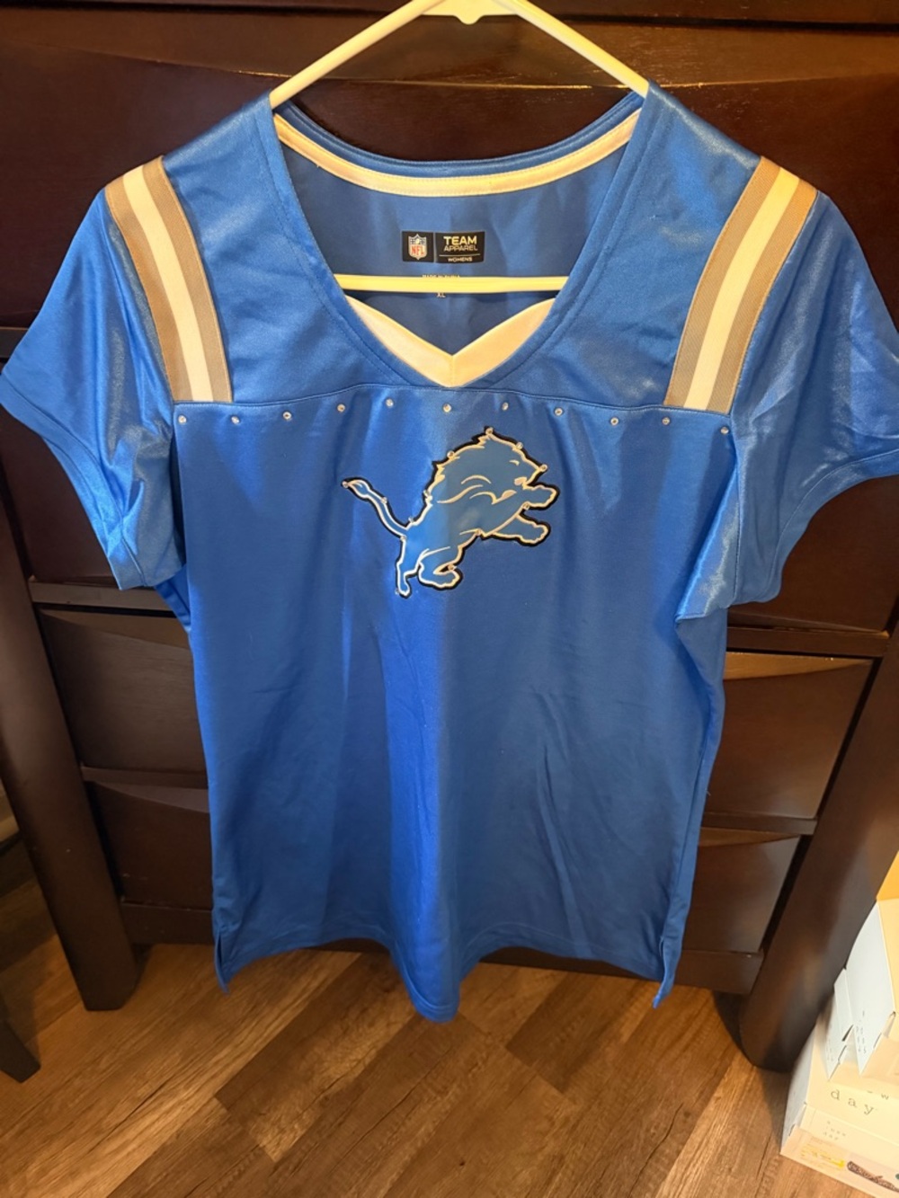 Team Apparel Detroit Lions Women's Football Jersey with Stud Detail
